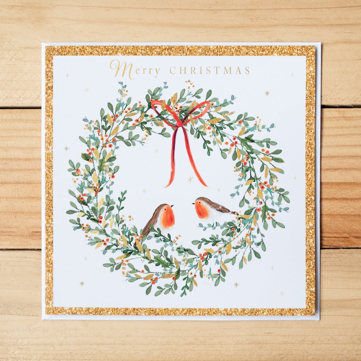 'Robins in a Wreath' Charity Christmas Cards (Pack of 10)