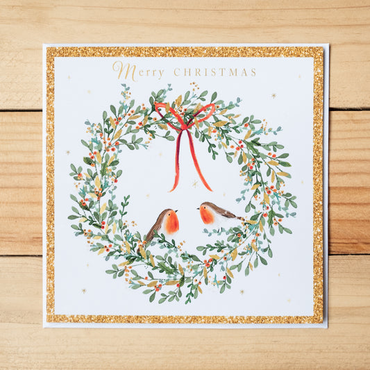 'Robins in a Wreath' Charity Christmas Cards (Pack of 10)