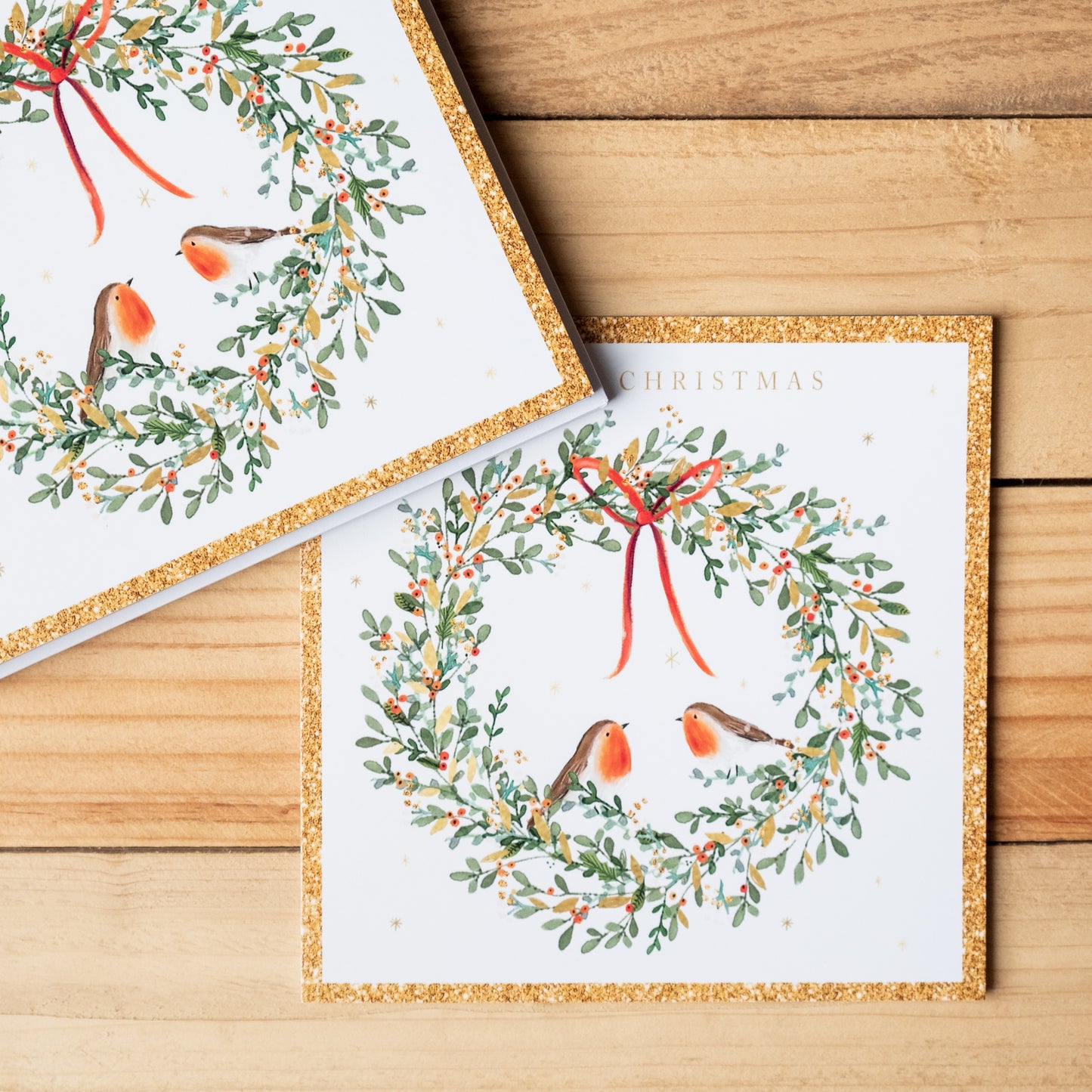 'Robins in a Wreath' Charity Christmas Cards (Pack of 10)
