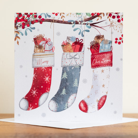 'Merry Christmas Stockings' Charity Christmas Cards (Pack of 10)