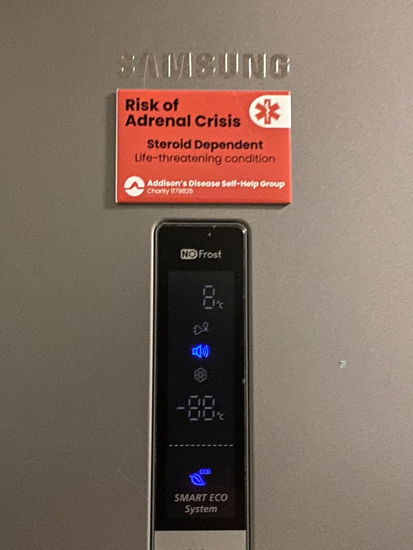 Medical Alert ADSHG Fridge Magnet - Risk of Adrenal Crisis