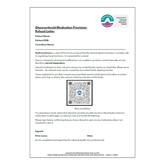 Glucocorticoid Medication Refusal Letter
