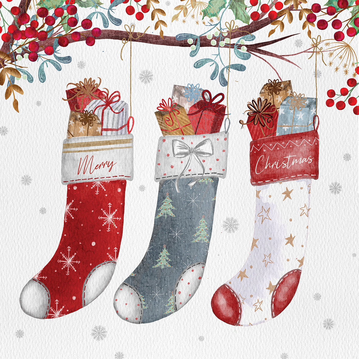 'Merry Christmas Stockings' Charity Christmas Cards (Pack of 10)
