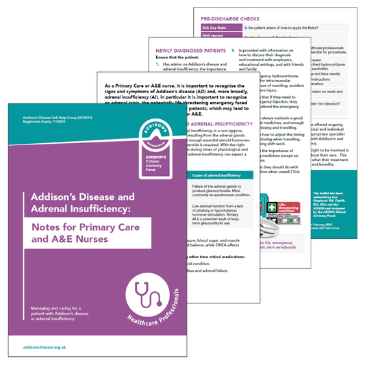 Notes for Primary Care and A&E Nurses: managing Addison's and adrenal insufficiency