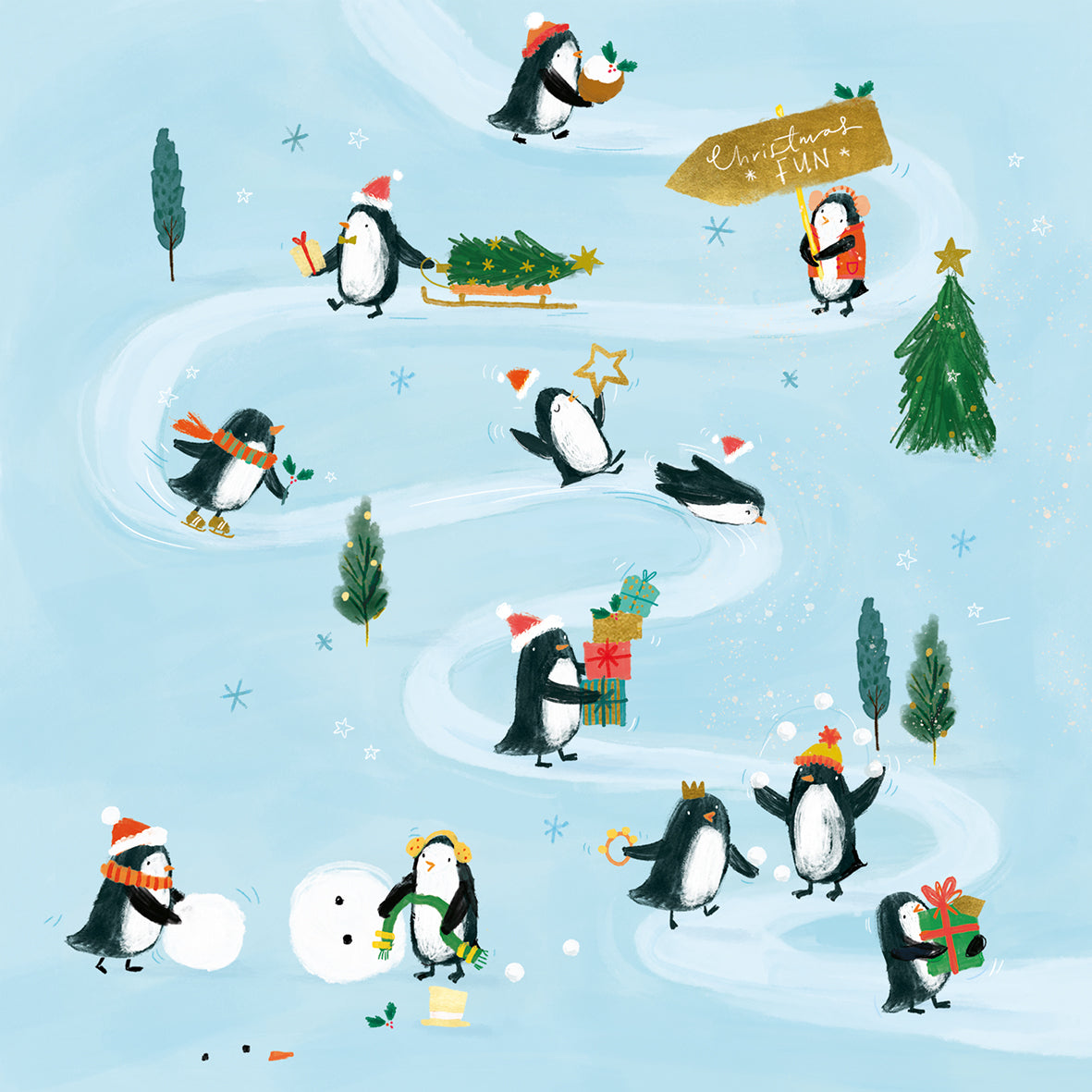 'Penguin Frolics' Charity Christmas Cards (Pack of 10)