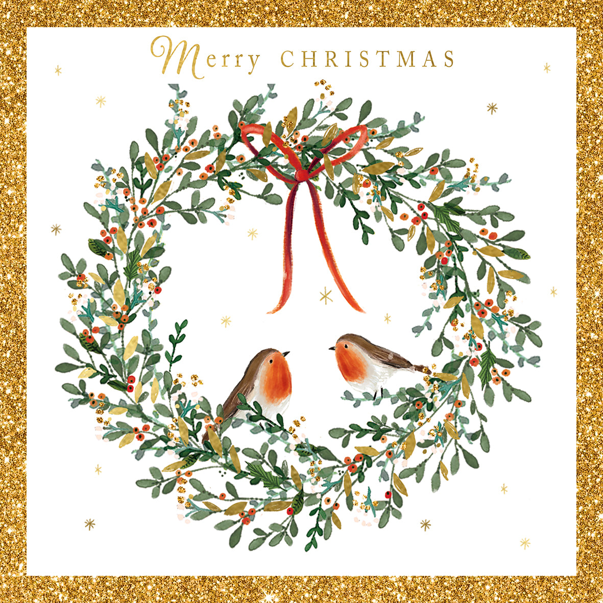 'Robins in a Wreath' Charity Christmas Cards (Pack of 10)
