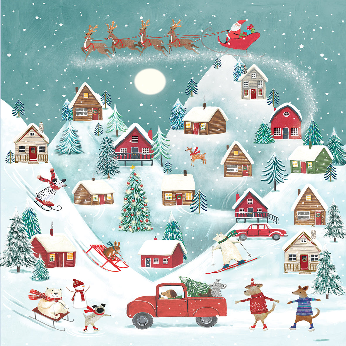 'Village Snow Fun' Charity Christmas Cards (Pack of 10)